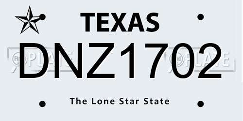 DNZ1702 Texas License Plate