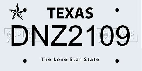 DNZ2109 Texas License Plate