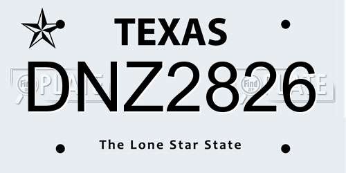 DNZ2826 Texas License Plate