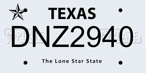 DNZ2940 Texas License Plate