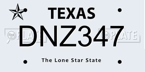 DNZ347 Texas License Plate