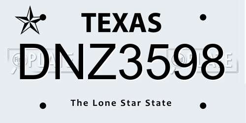DNZ3598 Texas License Plate