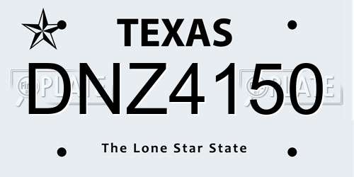 DNZ4150 Texas License Plate