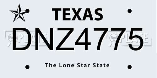 DNZ4775 Texas License Plate
