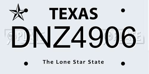 DNZ4906 Texas License Plate