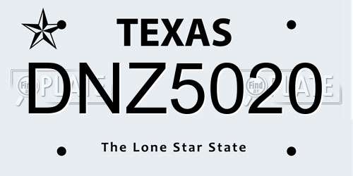 DNZ5020 Texas License Plate