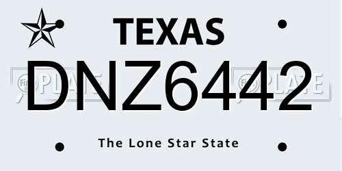 DNZ6442 Texas License Plate