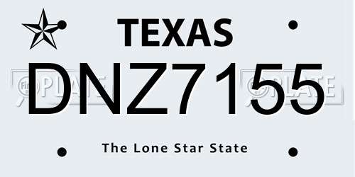 DNZ7155 Texas License Plate