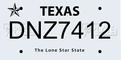 DNZ7412 Texas License Plate