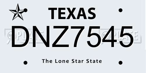 DNZ7545 Texas License Plate
