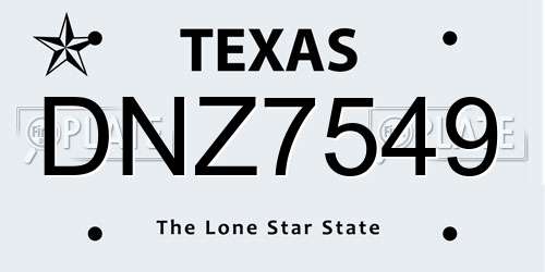 DNZ7549 Texas License Plate