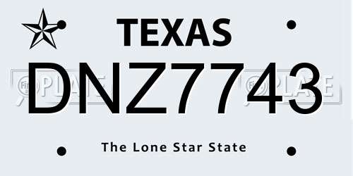 DNZ7743 Texas License Plate