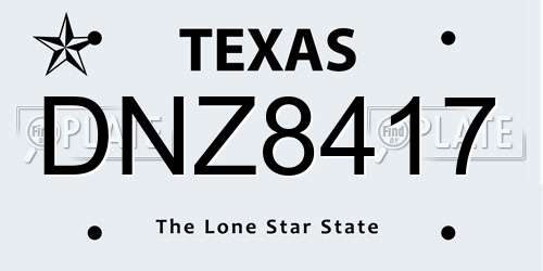 DNZ8417 Texas License Plate