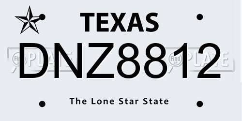 DNZ8812 Texas License Plate
