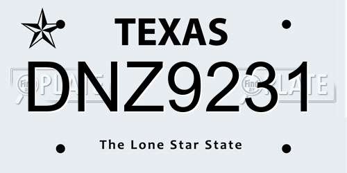 DNZ9231 Texas License Plate