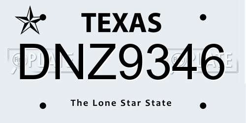 DNZ9346 Texas License Plate