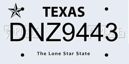 DNZ9443 Texas License Plate