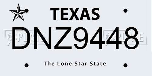 DNZ9448 Texas License Plate