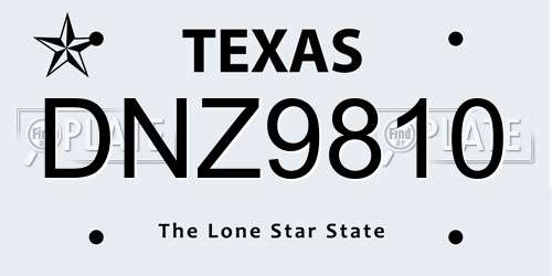 DNZ9810 Texas License Plate