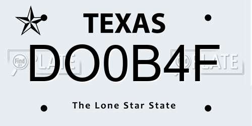DO0B4F Texas License Plate