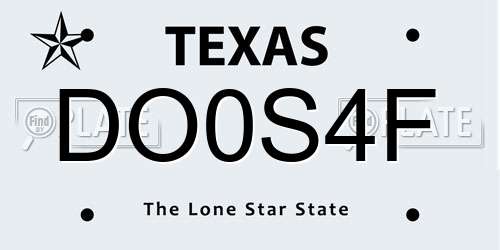 DO0S4F Texas License Plate