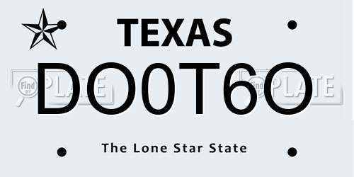 DO0T6O Texas License Plate
