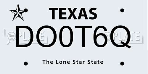 DO0T6Q Texas License Plate
