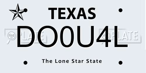 DO0U4L Texas License Plate