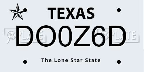 DO0Z6D Texas License Plate