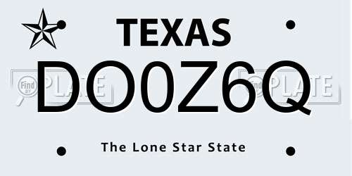 DO0Z6Q Texas License Plate