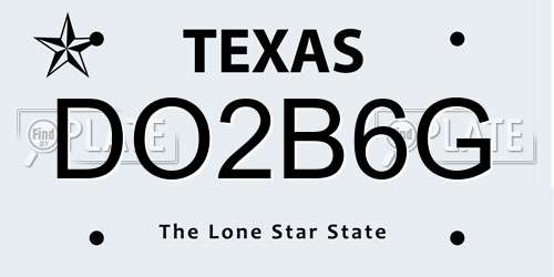 DO2B6G Texas License Plate