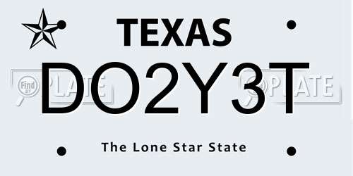 DO2Y3T Texas License Plate