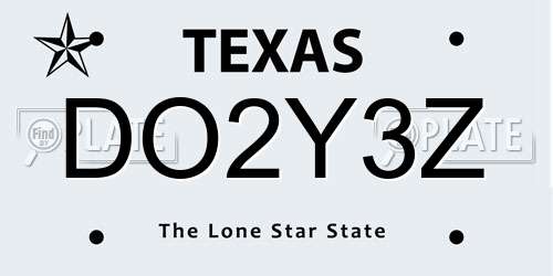DO2Y3Z Texas License Plate