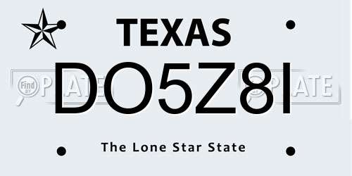 DO5Z8I Texas License Plate