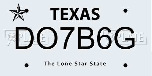 DO7B6G Texas License Plate