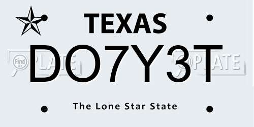 DO7Y3T Texas License Plate