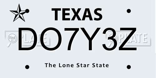 DO7Y3Z Texas License Plate