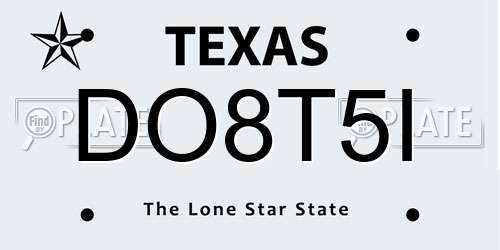 DO8T5I Texas License Plate