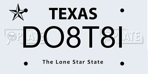 DO8T8I Texas License Plate