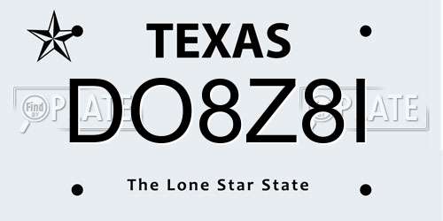 DO8Z8I Texas License Plate