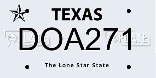 DOA271 Texas License Plate
