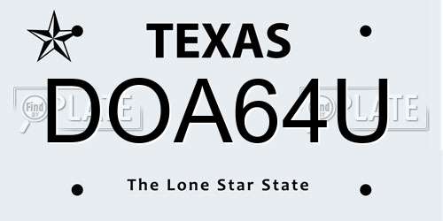 DOA64U Texas License Plate