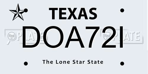 DOA72I Texas License Plate