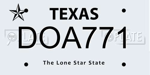 DOA771 Texas License Plate