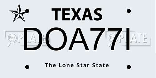 DOA77I Texas License Plate