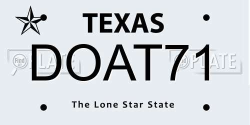 DOAT71 Texas License Plate