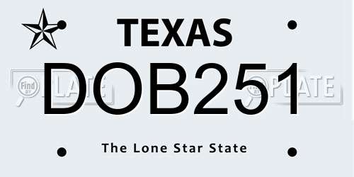 DOB251 Texas License Plate