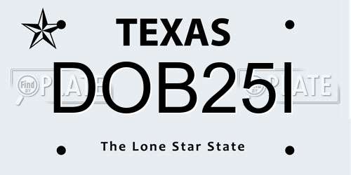 DOB25I Texas License Plate