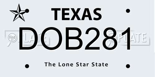 DOB281 Texas License Plate