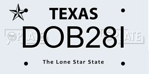 DOB28I Texas License Plate